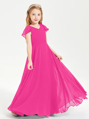 Robe de Demoiselle d'Honneur Junior en Mousseline Délicate Fuchsia