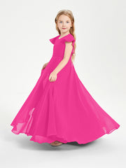 Robe de Demoiselle d'Honneur Junior en Mousseline Délicate Fuchsia