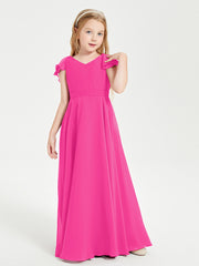 Robe de Demoiselle d'Honneur Junior en Mousseline Délicate Fuchsia