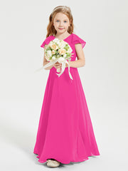 Robe de Demoiselle d'Honneur Junior en Mousseline Délicate Fuchsia