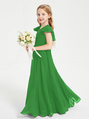 Robe de Demoiselle d'Honneur Junior en Mousseline Délicate Vert