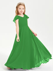 Robe de Demoiselle d'Honneur Junior en Mousseline Délicate Vert