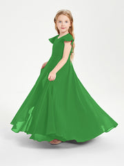 Robe de Demoiselle d'Honneur Junior en Mousseline Délicate Vert
