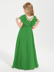 Robe de Demoiselle d'Honneur Junior en Mousseline Délicate Vert