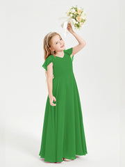 Robe de Demoiselle d'Honneur Junior en Mousseline Délicate Vert