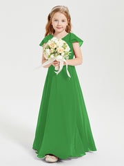 Robe de Demoiselle d'Honneur Junior en Mousseline Délicate Vert