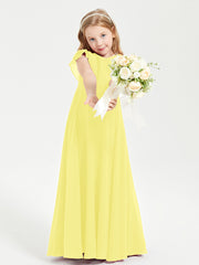 Robe de Demoiselle d'Honneur Junior en Mousseline Délicate Citron