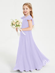 Robe de Demoiselle d'Honneur Junior en Mousseline Délicate Lilas
