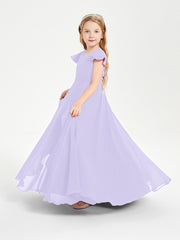 Robe de Demoiselle d'Honneur Junior en Mousseline Délicate Lilas