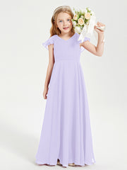 Robe de Demoiselle d'Honneur Junior en Mousseline Délicate Lilas