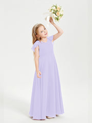 Robe de Demoiselle d'Honneur Junior en Mousseline Délicate Lilas