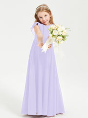 Robe de Demoiselle d'Honneur Junior en Mousseline Délicate Lilas