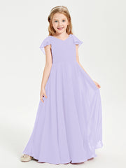 Robe de Demoiselle d'Honneur Junior en Mousseline Délicate Lilas