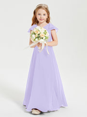 Robe de Demoiselle d'Honneur Junior en Mousseline Délicate Lilas