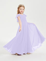 Robe de Demoiselle d'Honneur Junior en Mousseline Délicate Lilas