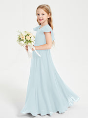 Robe de Demoiselle d'Honneur Junior en Mousseline Délicate Brume