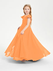 Robe de Demoiselle d'Honneur Junior en Mousseline Délicate Orange