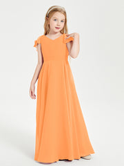 Robe de Demoiselle d'Honneur Junior en Mousseline Délicate Orange