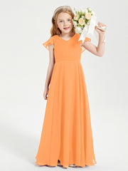 Robe de Demoiselle d'Honneur Junior en Mousseline Délicate Orange