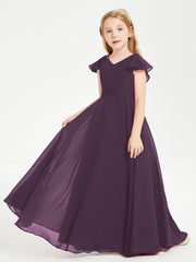 Robe de Demoiselle d'Honneur Junior en Mousseline Délicate Plum
