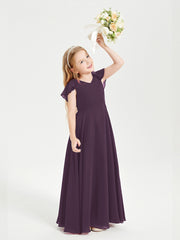 Robe de Demoiselle d'Honneur Junior en Mousseline Délicate Plum