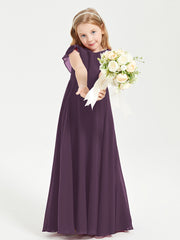 Robe de Demoiselle d'Honneur Junior en Mousseline Délicate Plum