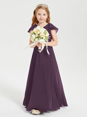 Robe de Demoiselle d'Honneur Junior en Mousseline Délicate Plum