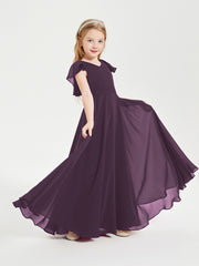 Robe de Demoiselle d'Honneur Junior en Mousseline Délicate Plum