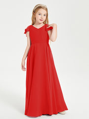 Robe de Demoiselle d'Honneur Junior en Mousseline Délicate Rouge