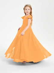 Robe de Demoiselle d'Honneur Junior en Mousseline Délicate Mandarine