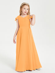 Robe de Demoiselle d'Honneur Junior en Mousseline Délicate Mandarine