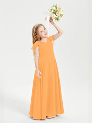 Robe de Demoiselle d'Honneur Junior en Mousseline Délicate Mandarine