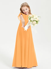 Robe de Demoiselle d'Honneur Junior en Mousseline Délicate Mandarine