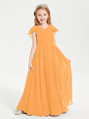 Robe de Demoiselle d'Honneur Junior en Mousseline Délicate Mandarine