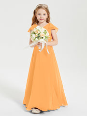 Robe de Demoiselle d'Honneur Junior en Mousseline Délicate Mandarine