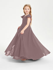 Robe de Demoiselle d'Honneur Junior en Mousseline Délicate Vintage Mauve