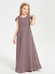 Robe de Demoiselle d'Honneur Junior en Mousseline Délicate Vintage Mauve