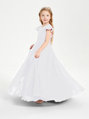Robe de Demoiselle d'Honneur Junior en Mousseline Délicate Blanc