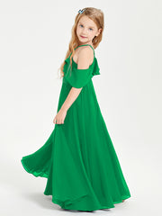 Robes de Demoiselle d'Honneur Junior Longues à Hors de l'Épaule Vert