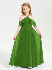 Robes de Demoiselle d'Honneur Junior Longues à Hors de l'Épaule Mousse