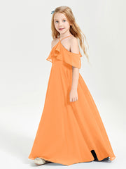 Robes de Demoiselle d'Honneur Junior Longues à Hors de l'Épaule Orange