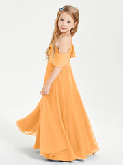 Robes de Demoiselle d'Honneur Junior Longues à Hors de l'Épaule Mandarine