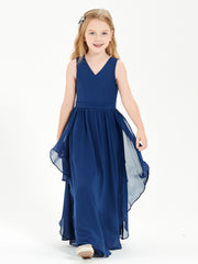 Robes de Demoiselle d'Honneur Junior en Mousseline de Style Boho Bleu Marine