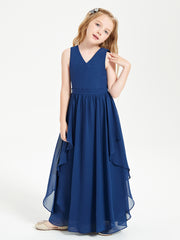 Robes de Demoiselle d'Honneur Junior en Mousseline de Style Boho Bleu Marine