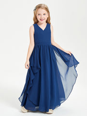 Robes de Demoiselle d'Honneur Junior en Mousseline de Style Boho Bleu Marine