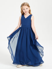 Robes de Demoiselle d'Honneur Junior en Mousseline de Style Boho Bleu Marine