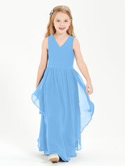 Robes de Demoiselle d'Honneur Junior en Mousseline de Style Boho Bleu