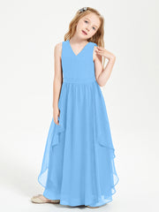 Robes de Demoiselle d'Honneur Junior en Mousseline de Style Boho Bleu