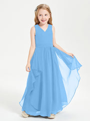 Robes de Demoiselle d'Honneur Junior en Mousseline de Style Boho Bleu