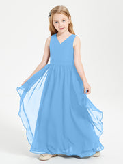 Robes de Demoiselle d'Honneur Junior en Mousseline de Style Boho Bleu